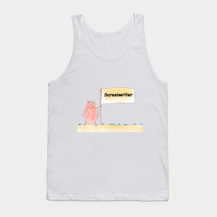 Screenwriter. Profession, work, job. Cat shows a banner with the inscription. Watercolor illustration. A gift for a professional Tank Top